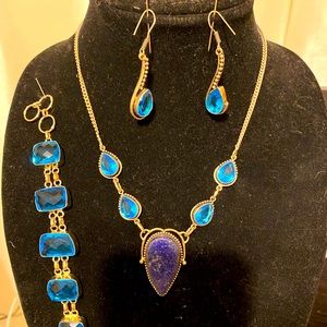 Sterling silver necklace,bracelet & earrings set